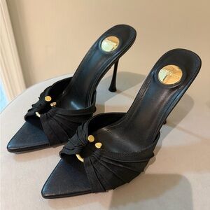 Saint Laurent Black Heels with Gold Accents